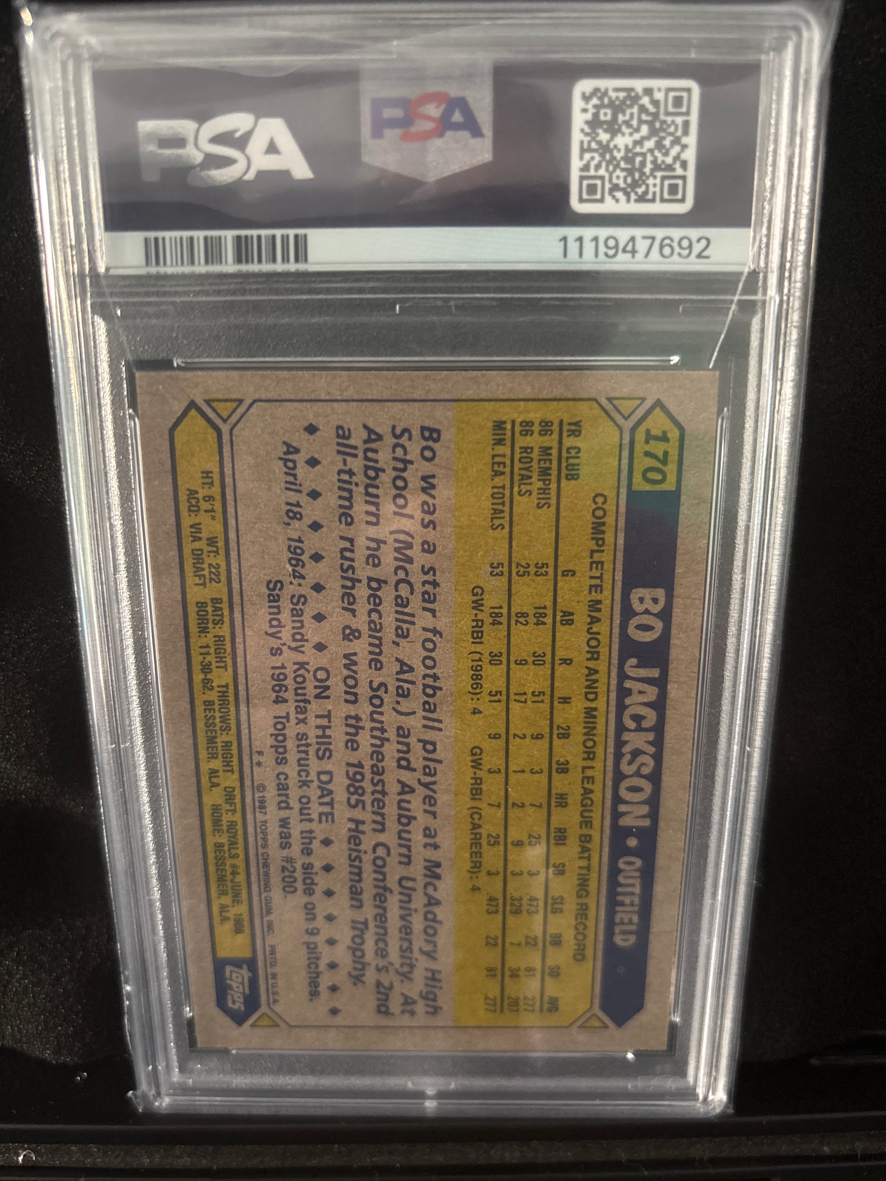 1987 Topps Bo Jackson Future Stars #170