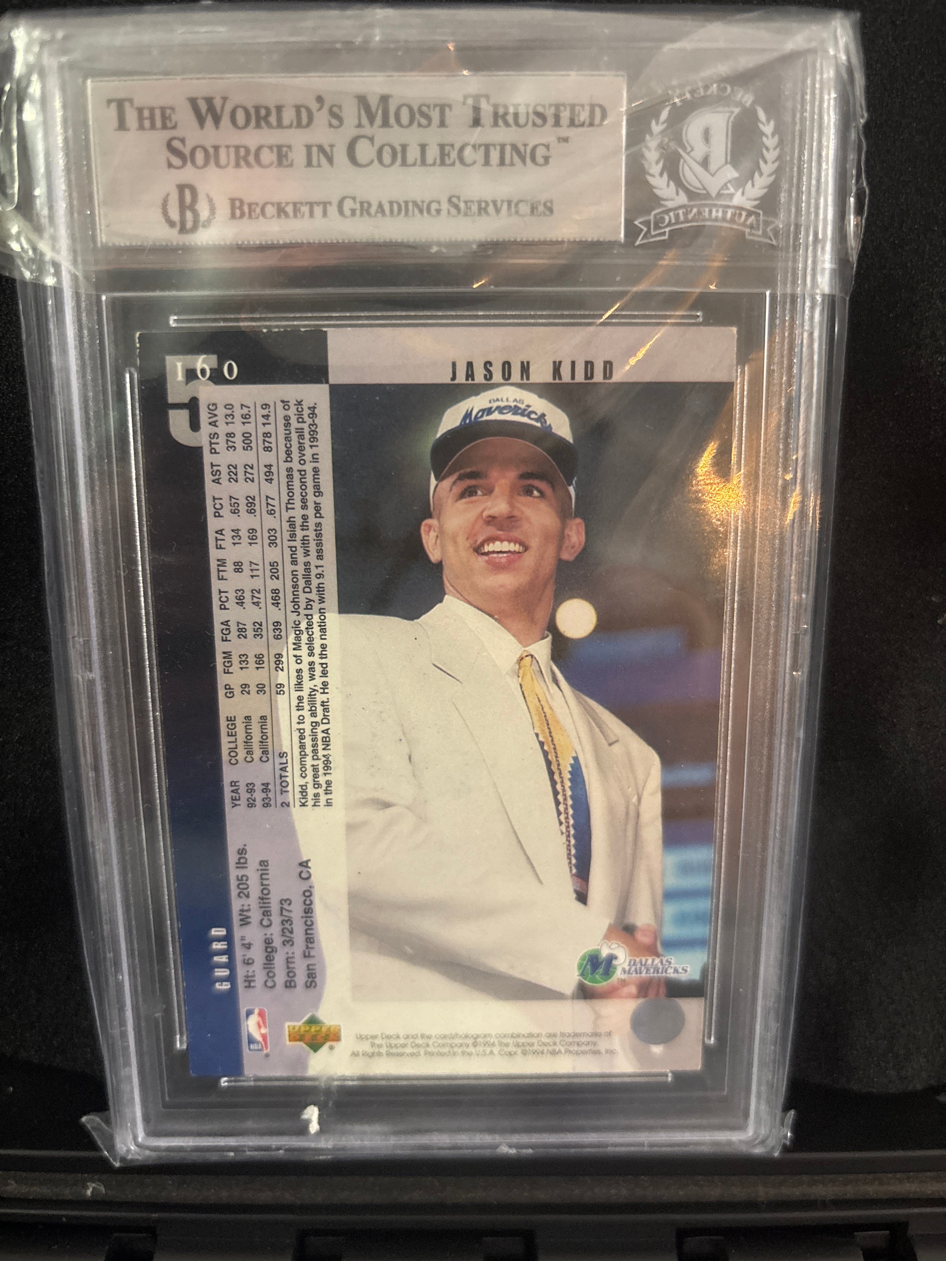 1994-95 Upper Deck Jason Kidd #160 Auto Rookie