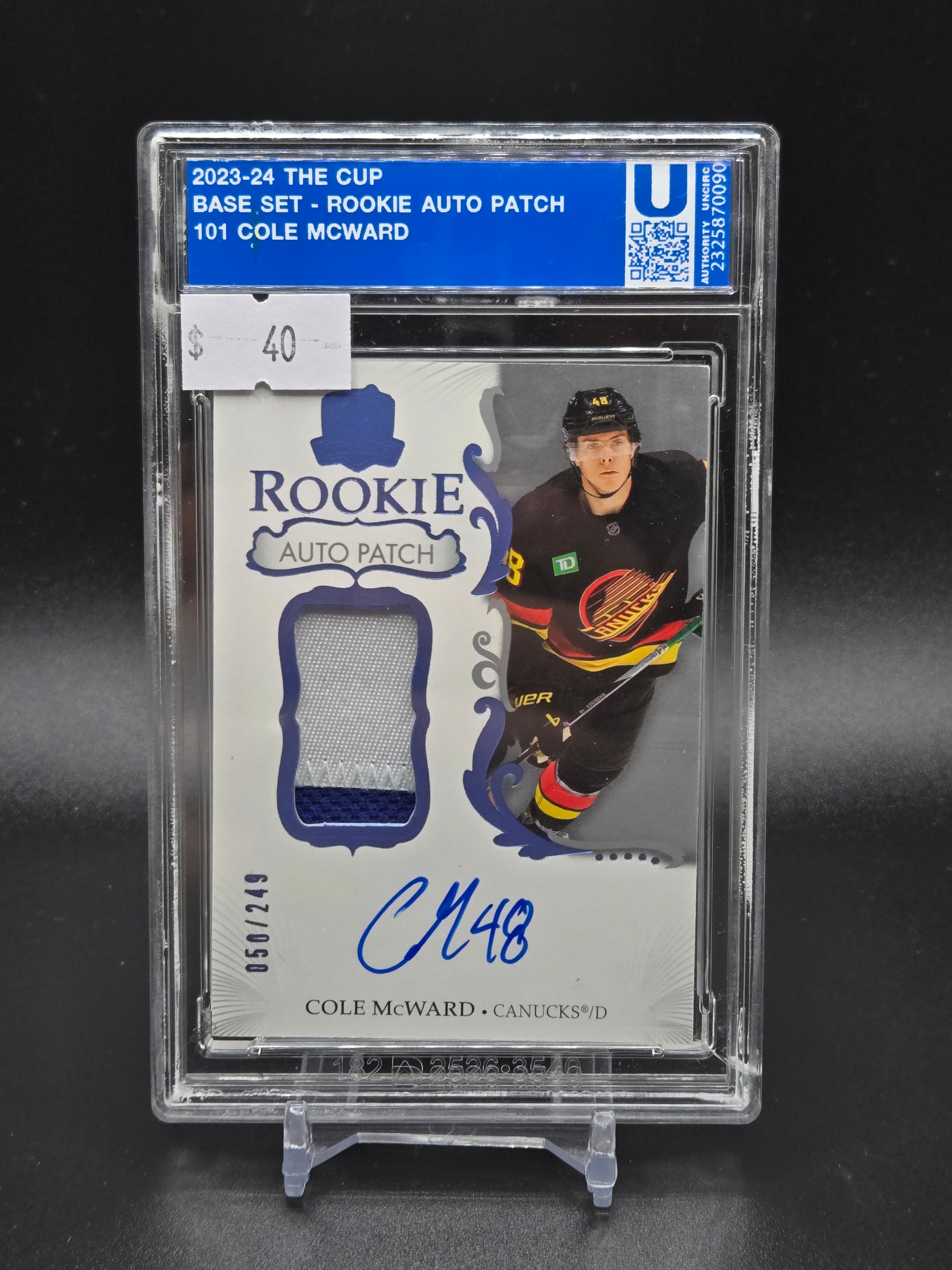 2023-2024 The Cup Base Set - Rookie Auto Patch 101 Cole Mcward