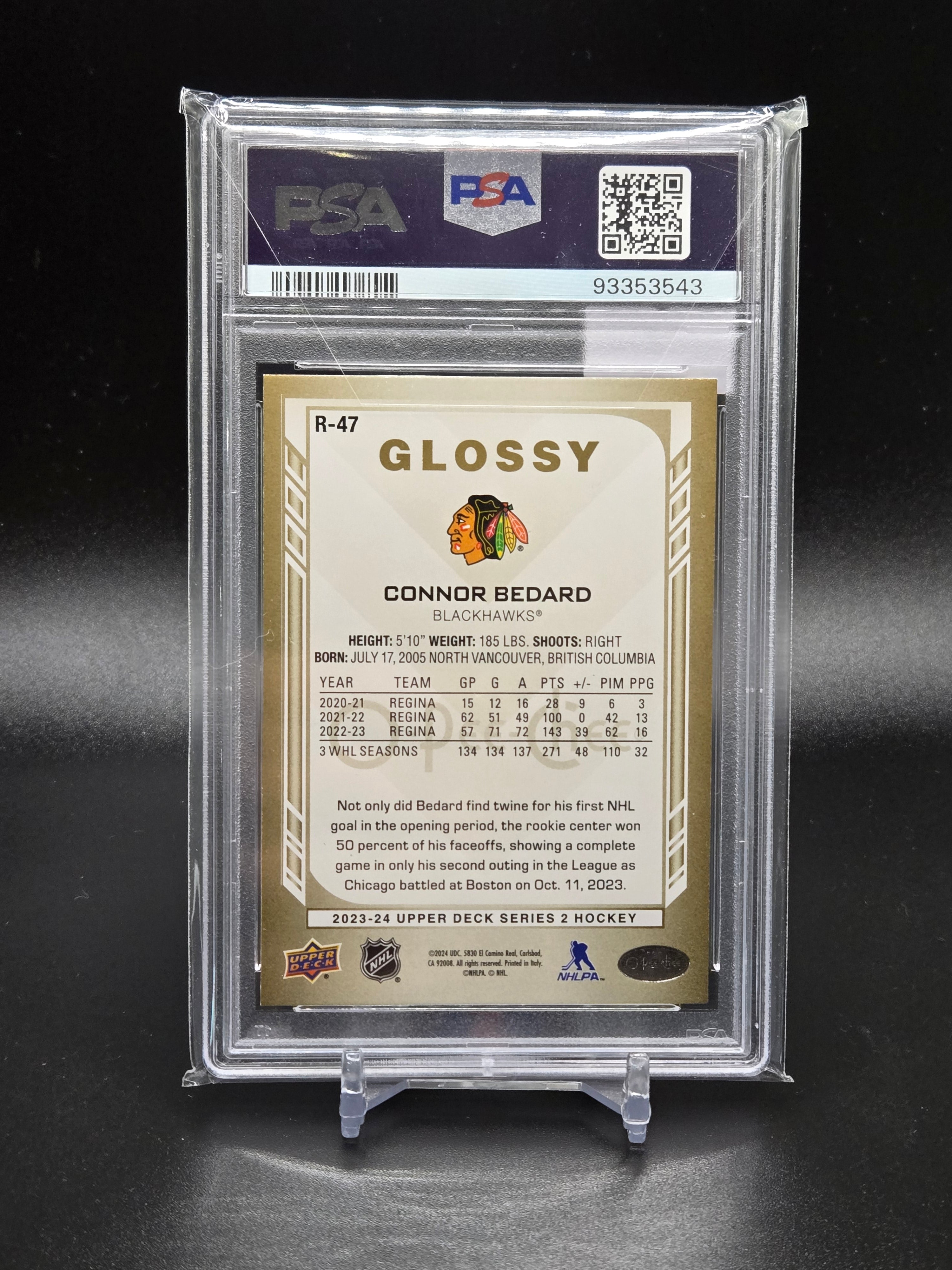 2023 Upper Deck Connor Bedard OPC Glossy-Gold