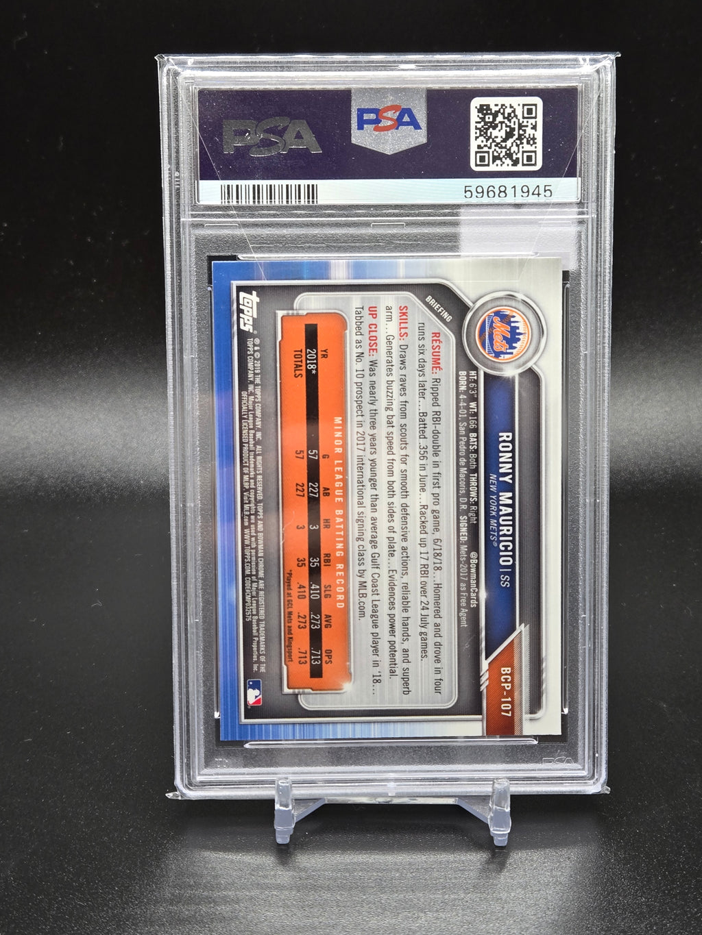 2019 Bowman Ronny Mauricio Prospects Chrome