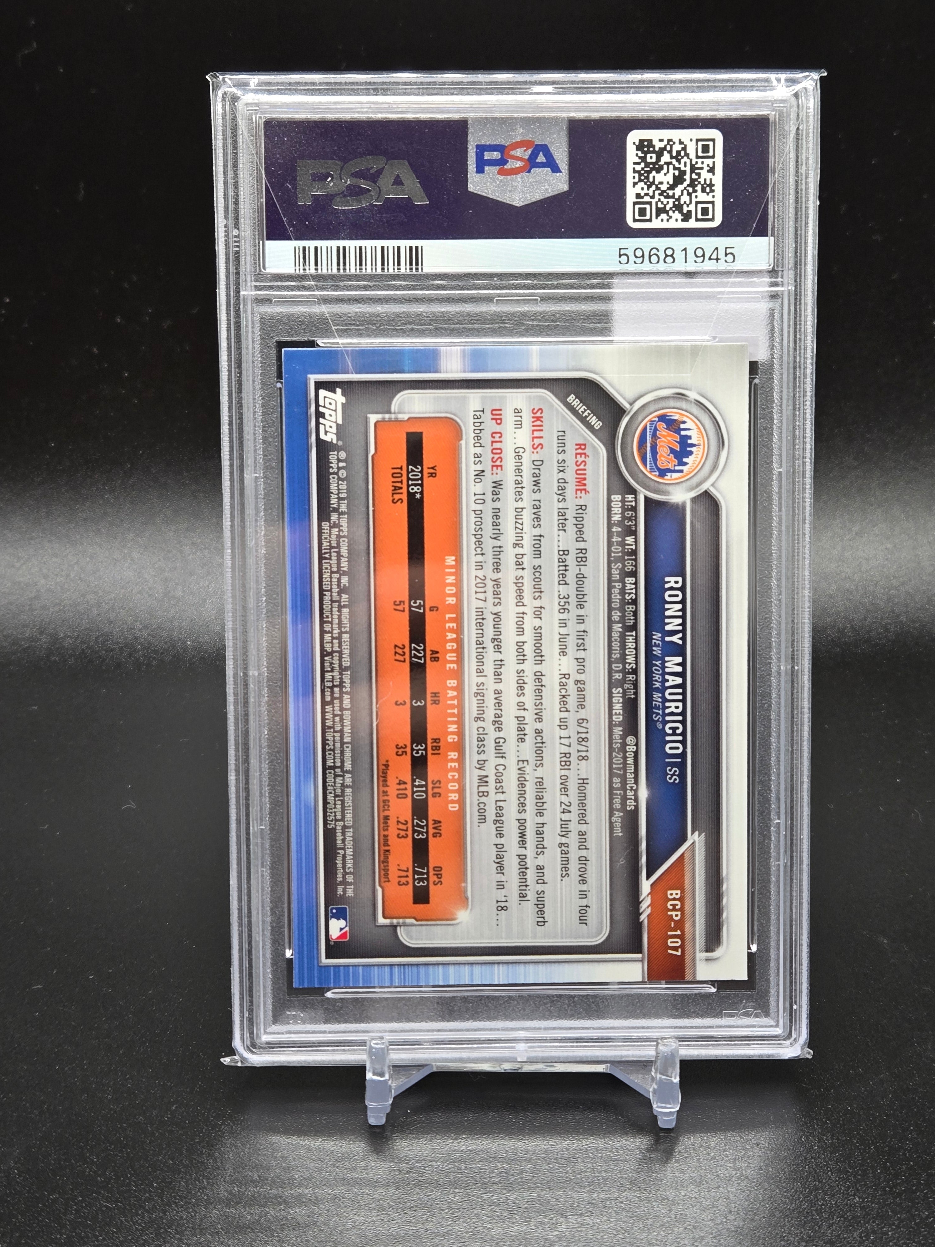 2019 Bowman Ronny Mauricio Prospects Chrome