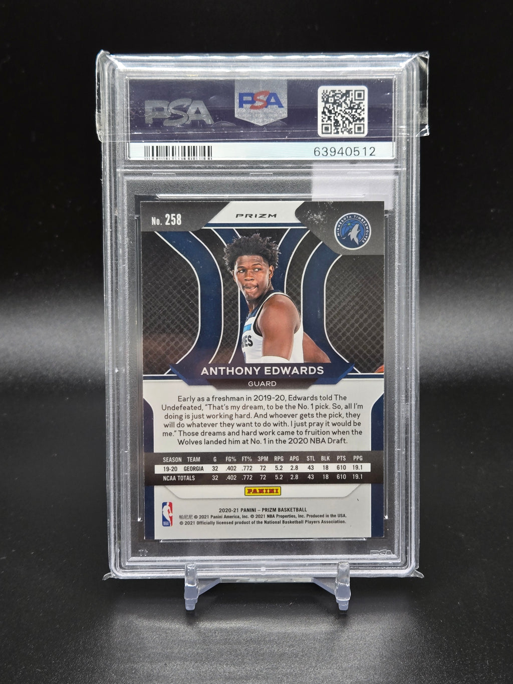 2020 Panini Prizm Anthony Edwards Hyper Prizm