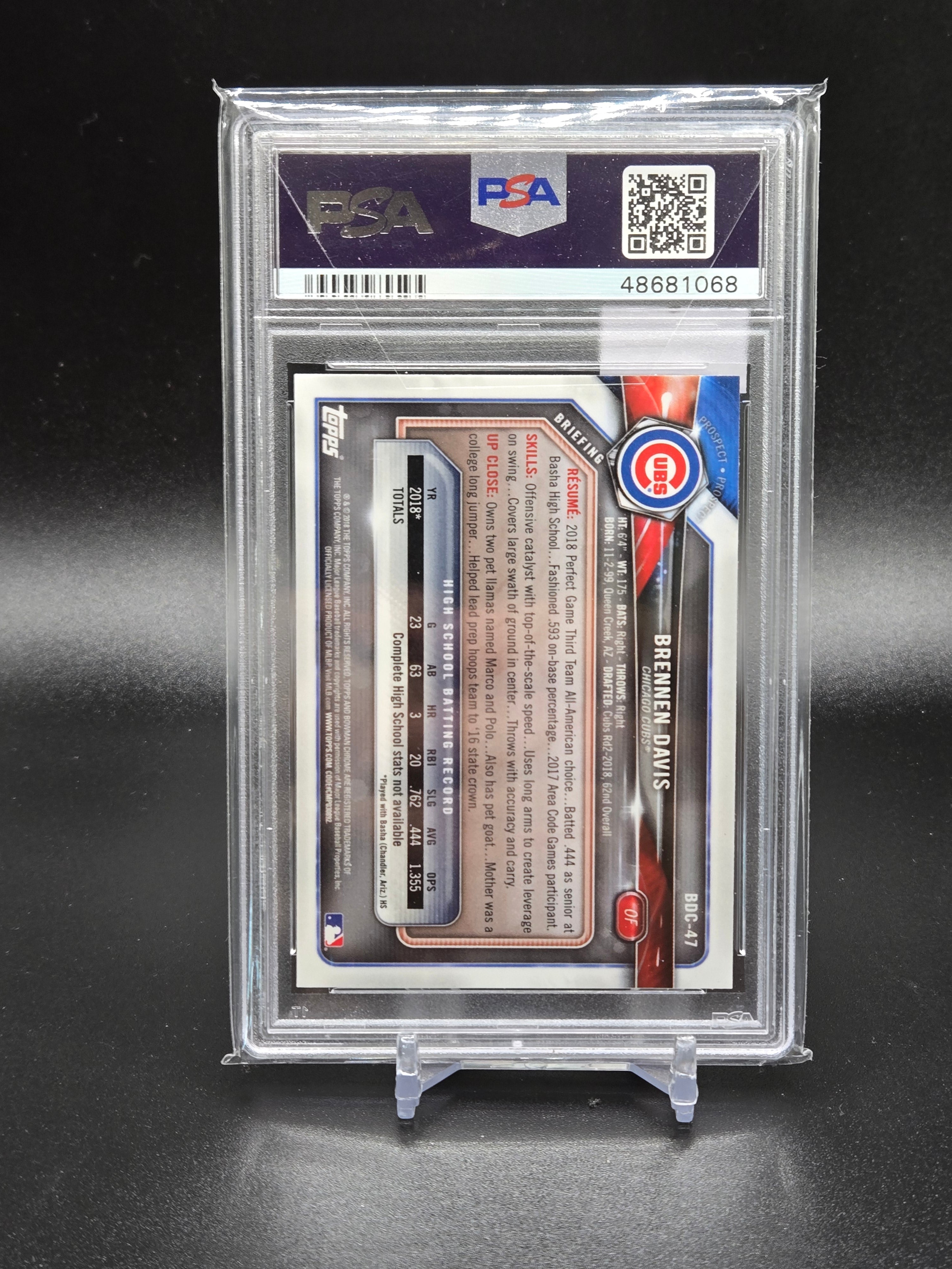 2018 Bowman Draft Brennen Davis Chrome