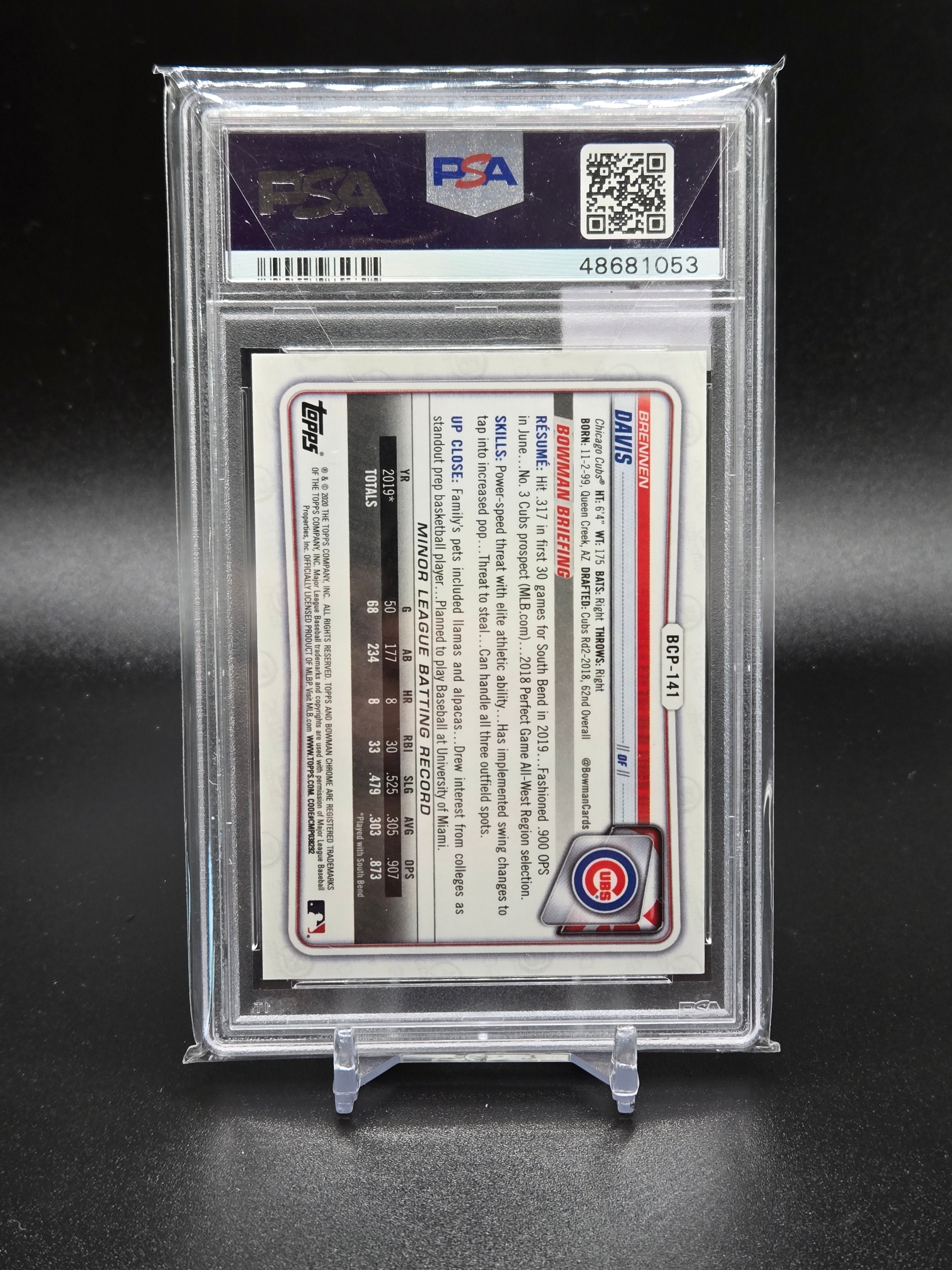 2020 Bowman Chrome Brennen Davis Prospects-Yellow REF.
