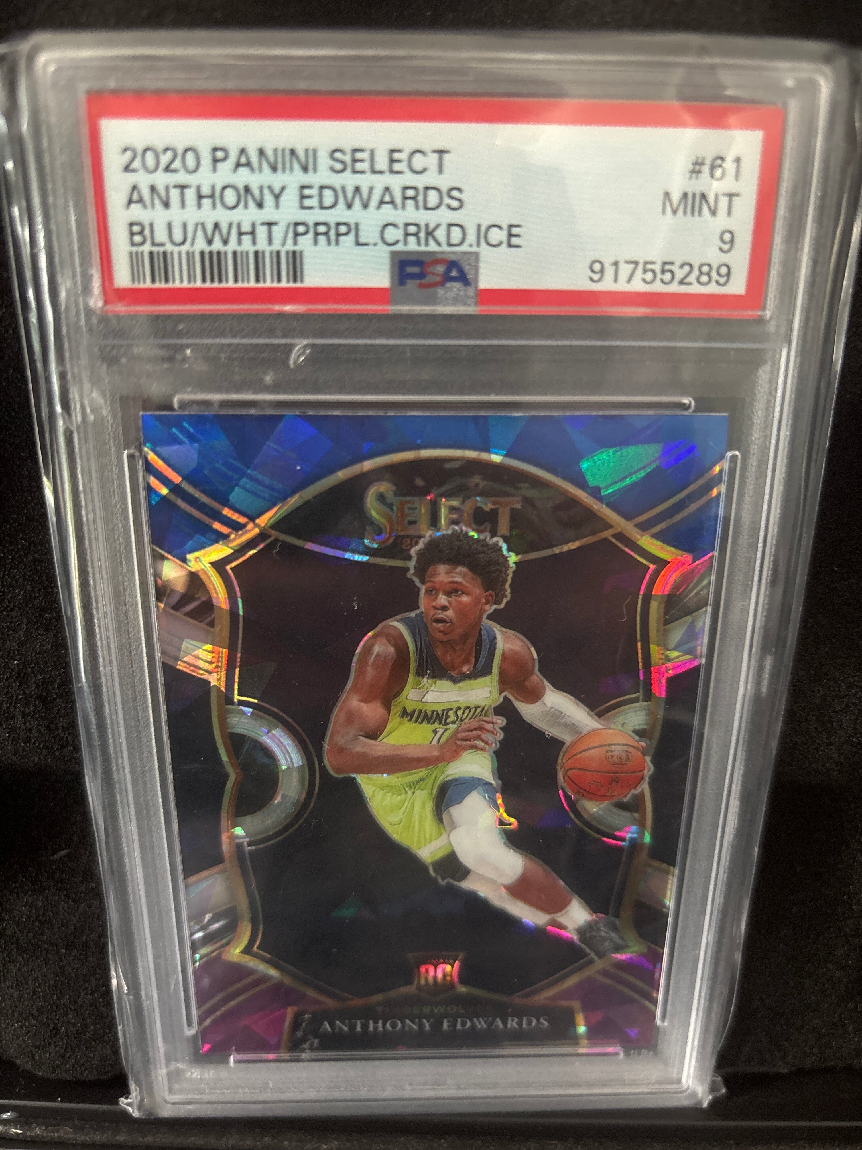 2020 Panini Select Anthony Edwards Blue White Purple Cracked Ice #61