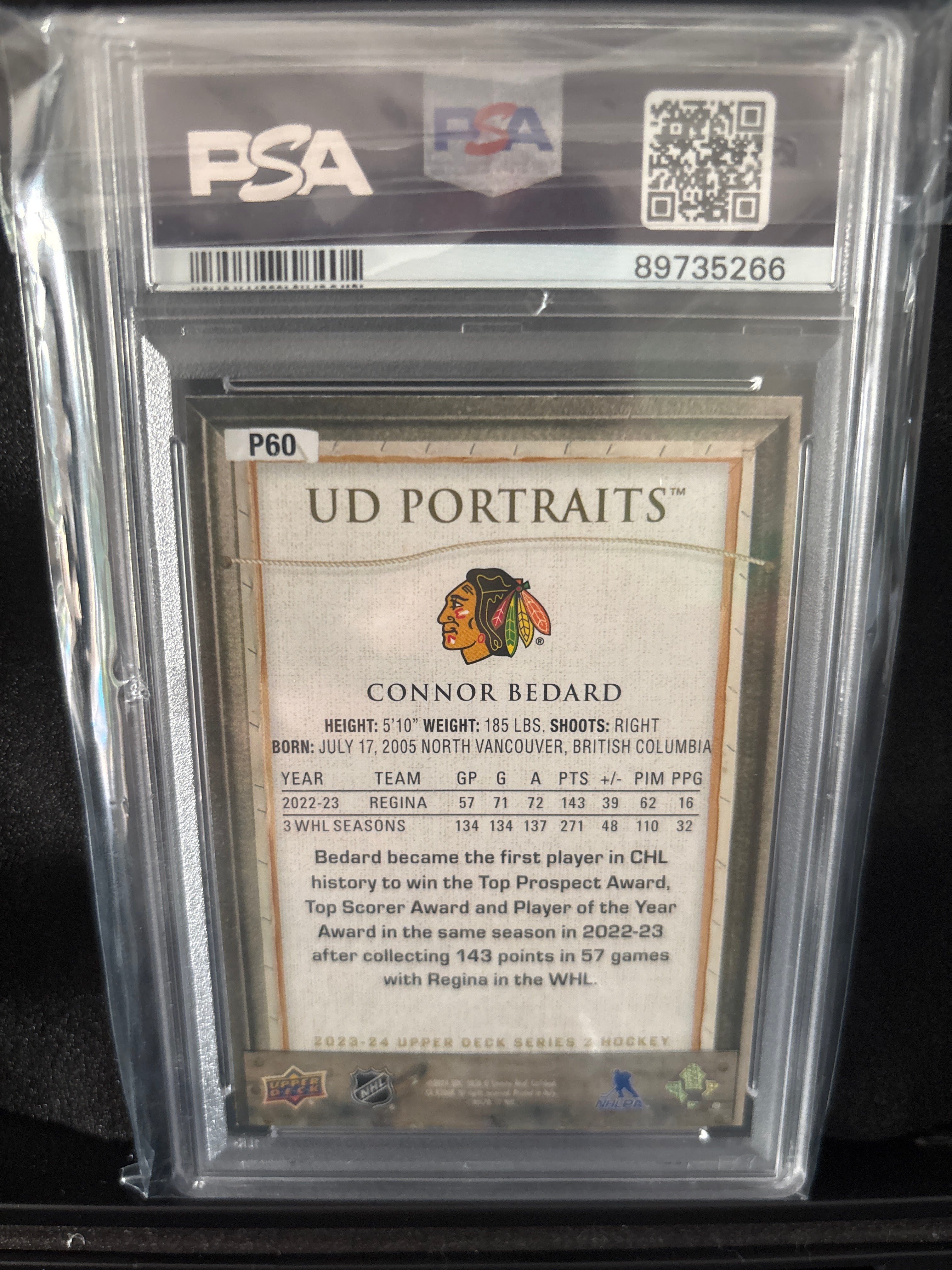 2023 Upper Deck Connor Bedard UD PORTRAITS #P60