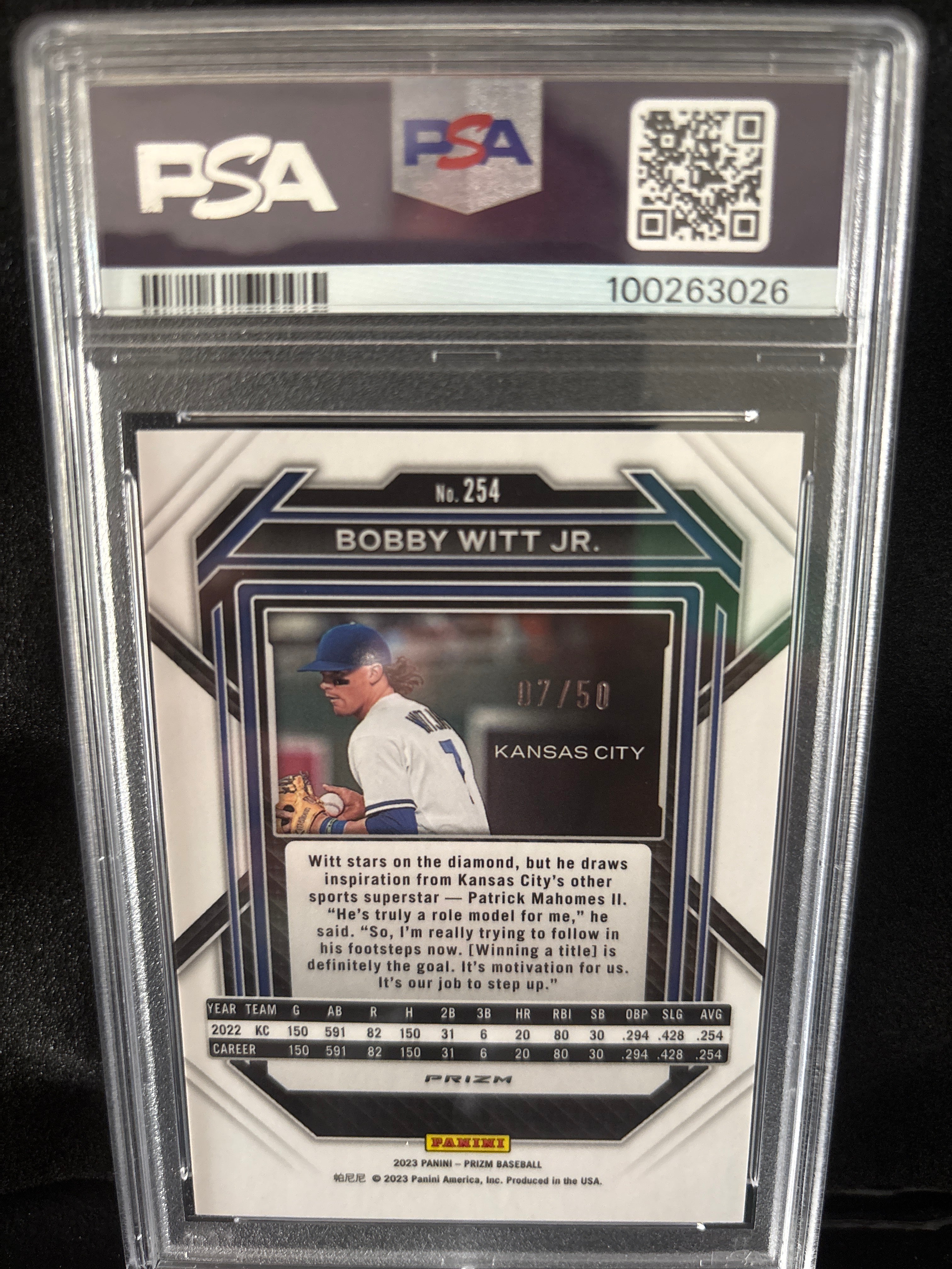 2023 Prizm Bobby Witt Jr Orange Wave #254 #’d 07/50