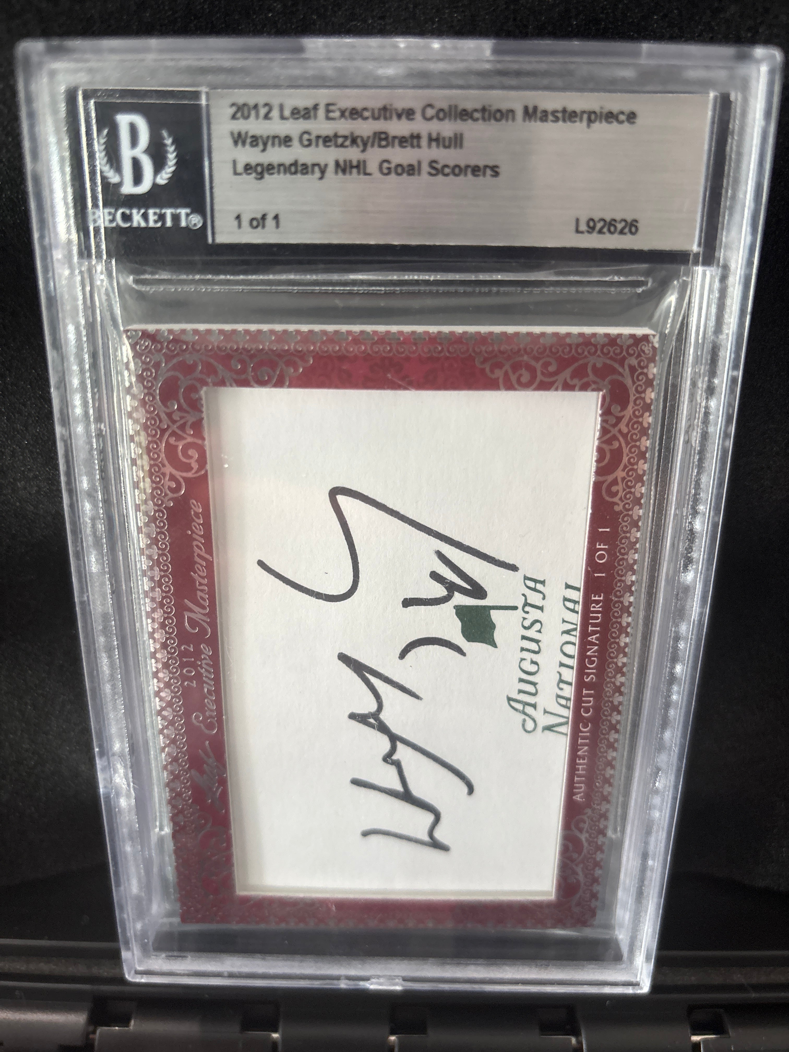 2012 Leaf Exacutive Collection Masterpiece Wayne Gretzky / Brett Hull Legendary NHL GOAL SCORERS 1 of 1 Dual Auto