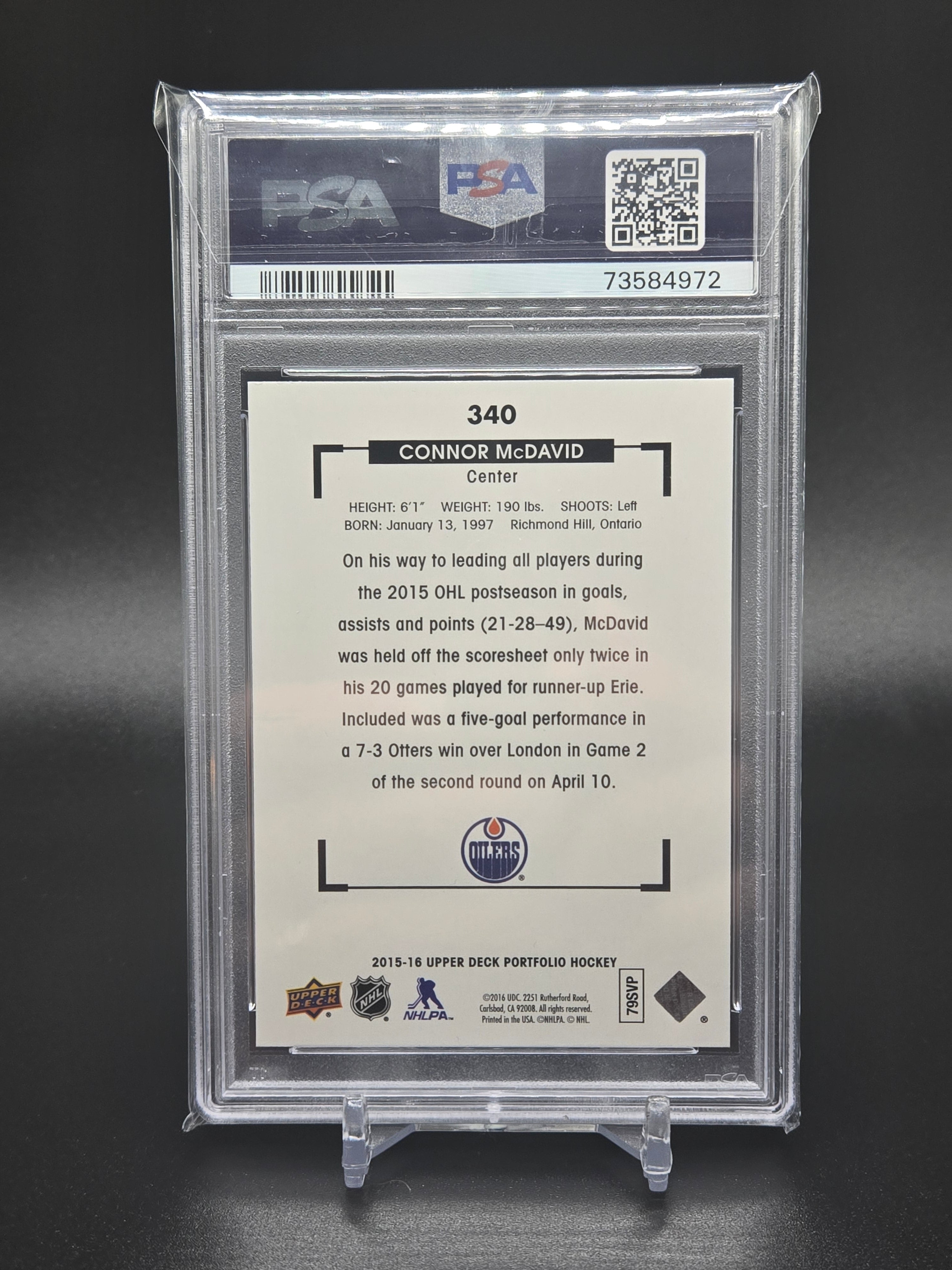 2015 Upper Deck Portfolio Connor McDavid Black & White #340