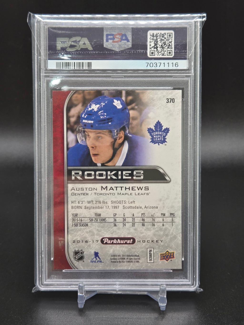 2016 Upper Deck Parkhurst Austin Matthews Red RC